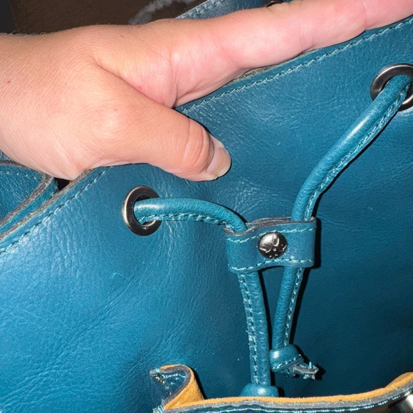 Patricia Nash Tooled Leather Teal Leather Backpack with Fringe Detail - Picture 11 of 13